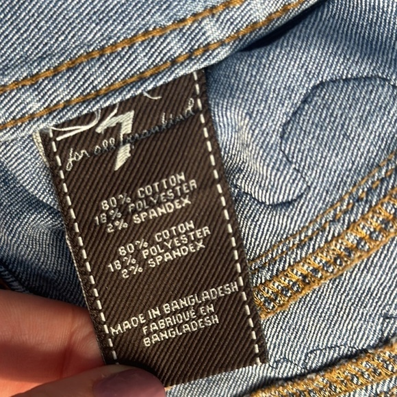 7 For All Mankind Girls Medium Wash Denim Embroidered Jacket See Measurements - Picture 5 of 9